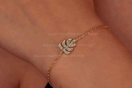Monstera Magic Bracelet - Dainty Tropical Leaf with Sparkling CZ Stone