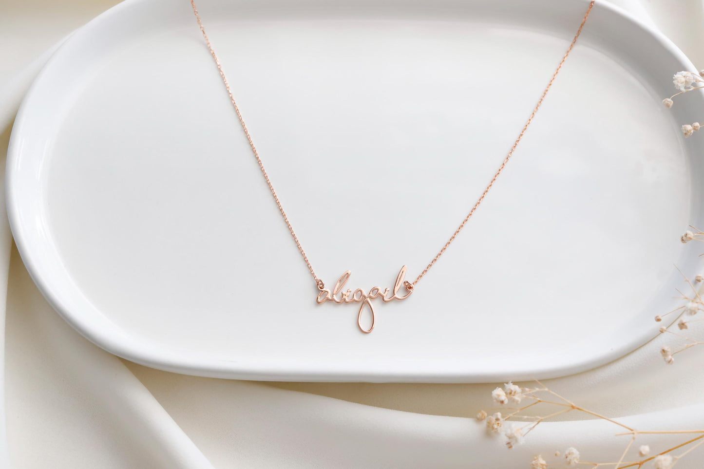 Handwritten Signature Name Necklace • Personalized Name Jewelry • Baby Name Font Necklace in Sterling Silver • Handmade Gifts for Christmas - silvergoldandrose