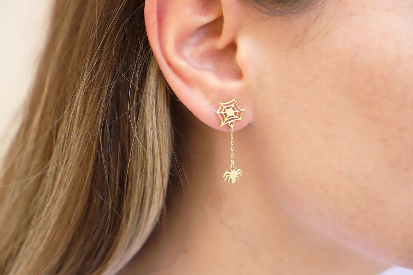Spider Web Halloween Gift Earrings | Handmade Sterling Silver, Gold and Rose Gold Halloween Vintage Style Unique Jewelry | Perfect Gifts - silvergoldandrose