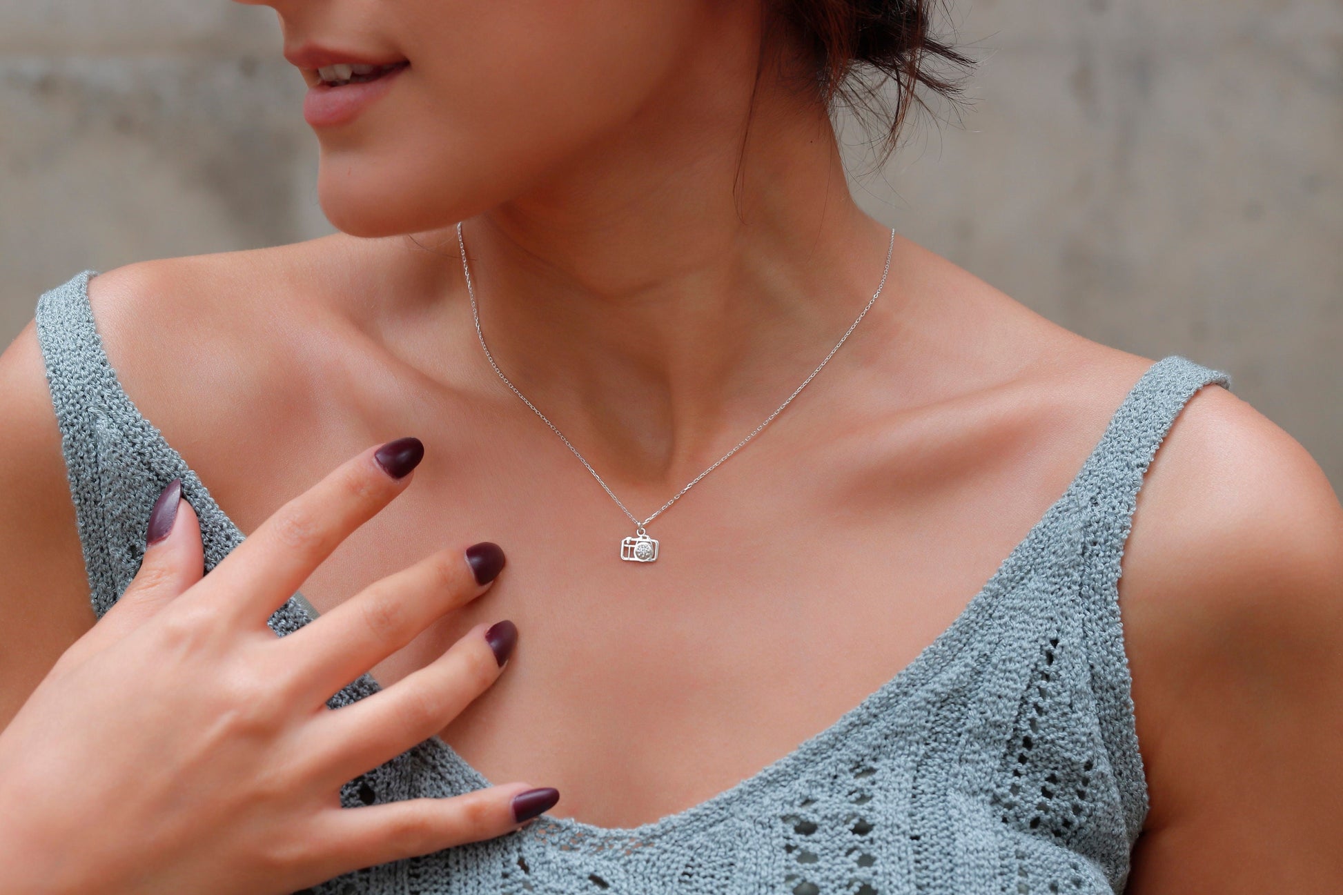 Dainty Camera Necklace with CZ Daimaond by NecklaceDreamWorld, Cute Everyday Necklace, Photographer Gifts, Trendy Best Friend Gift - silvergoldandrose