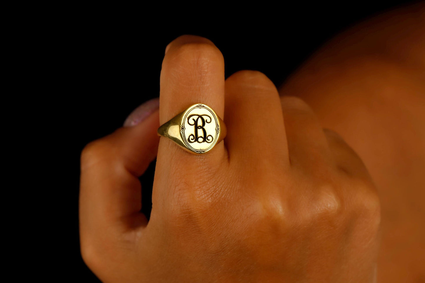 Monogrammed Signet Ring - Personalized Elegance for a Unique You
