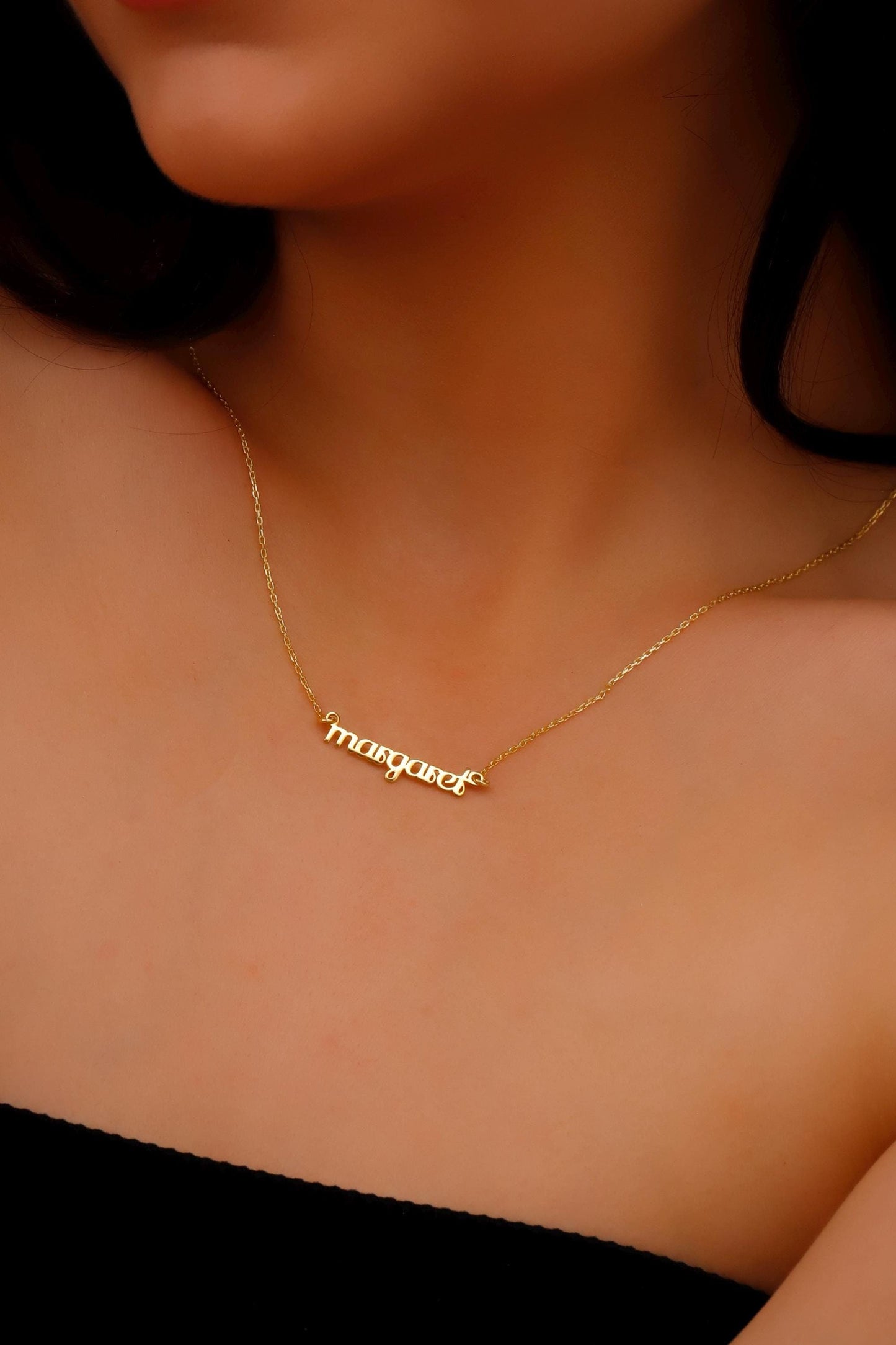 14K Gold Name Necklace, 10K Gold Personalized Dainty Name Necklace, 14K Real Gold Name Necklace, Name Necklace Gold - silvergoldandrose