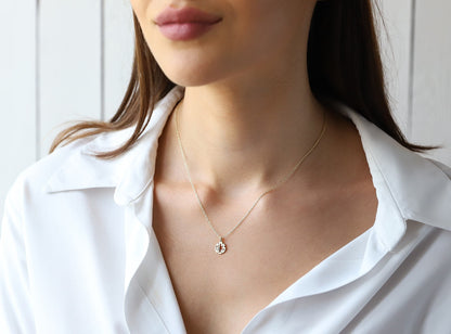 14K Solid Gold Personalized Monogram Necklace Handmade • Tiny, Cute Minimalist Jewelry by silvergoldandrose