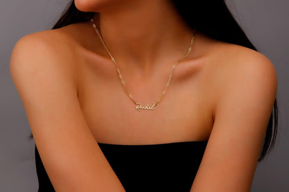 Shimmering Gold & Silver Name Necklace - Personalized Link Chain Jewelry