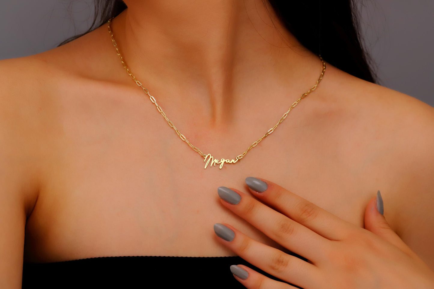 Signature Name Necklace, Link Chain Name Necklace, Dainty Personalized Dainty Name Necklace, Name Necklace Silver, Name Necklace Gold - silvergoldandrose