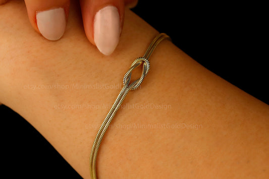 Handmade Knot Bracelet - 14k Gold Filled & 925 Sterling Silver, Symbol of Love & Unity for Couples