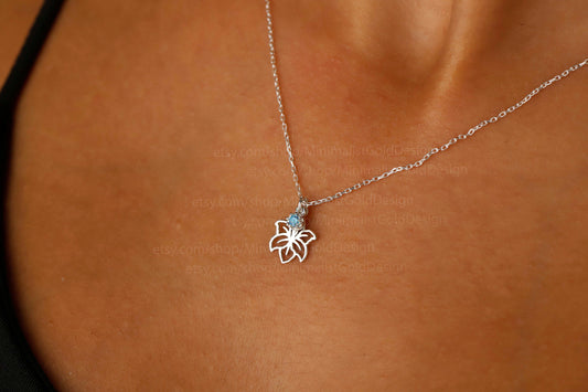 Custom Bloom Birthstone Necklace - Dainty 14K Gold Filled Personalized Flower Charm