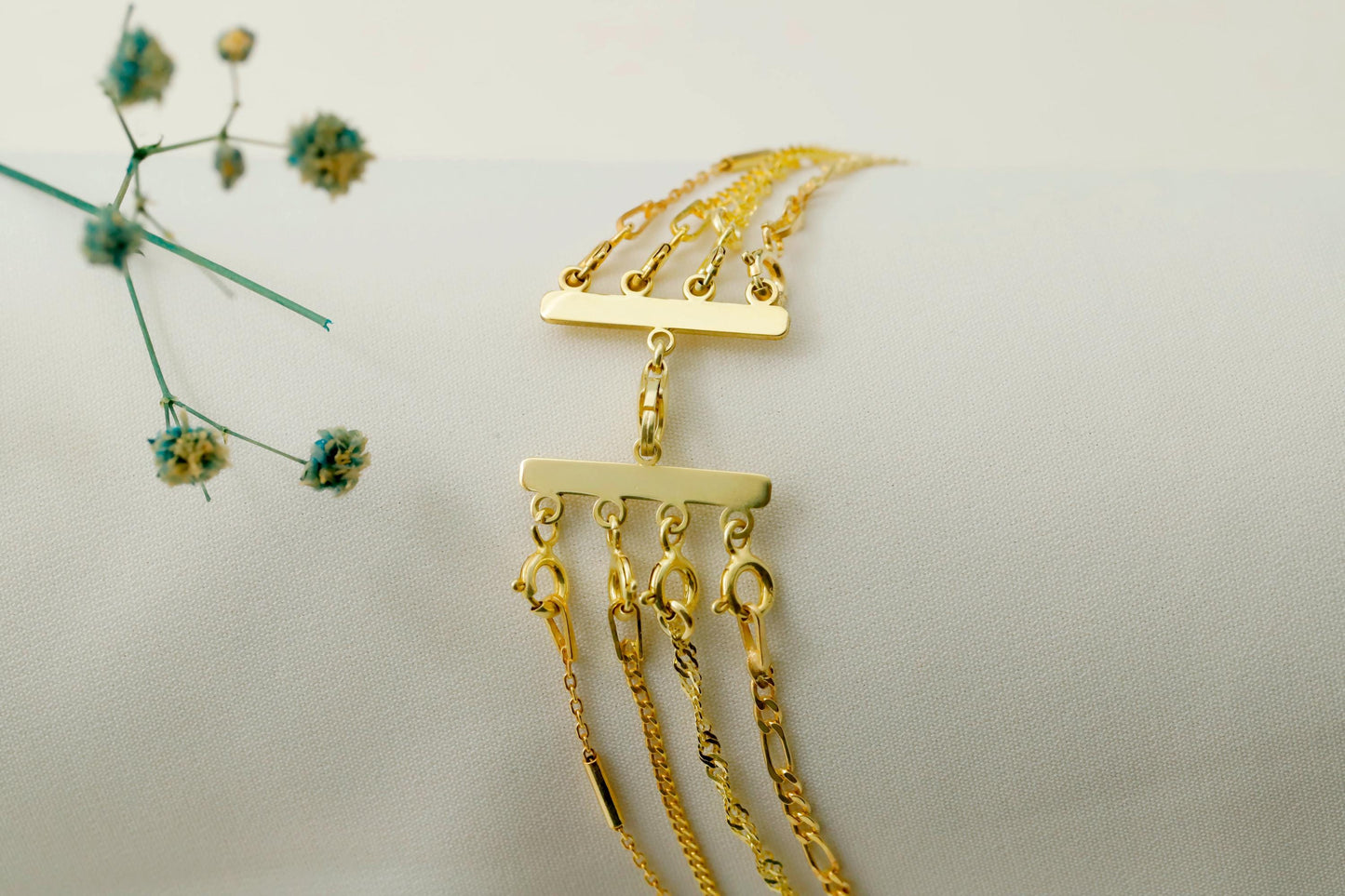 Elysian Elegance Layered Necklace - Stunning Sterling Silver with Gold & Rose Gold Detangler Clasp