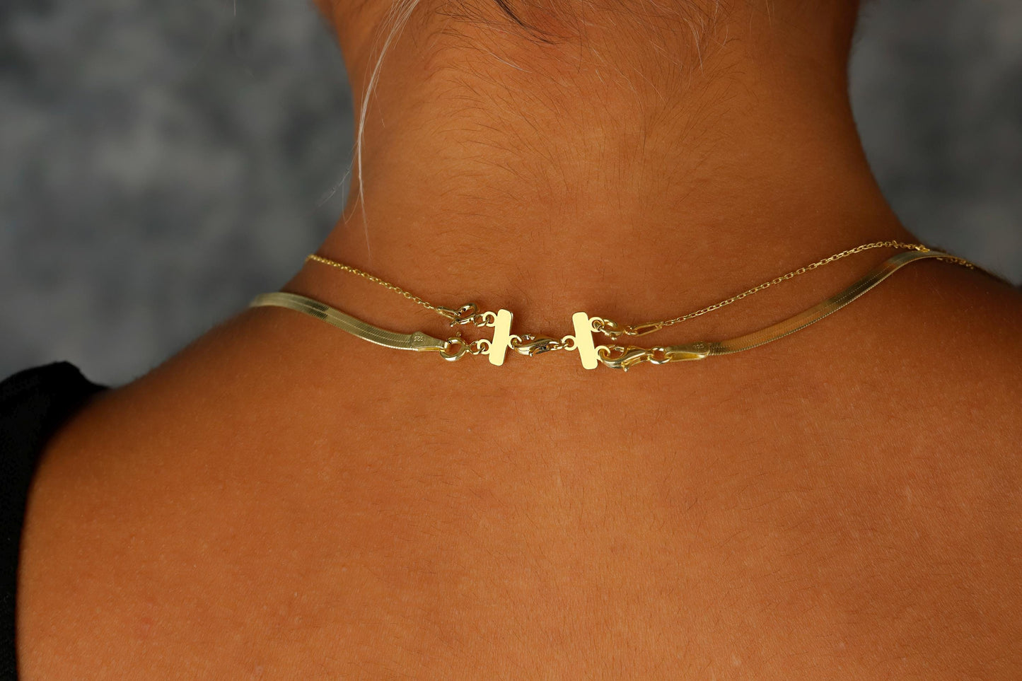 Elysian Elegance Layered Necklace - Stunning Sterling Silver with Gold & Rose Gold Detangler Clasp
