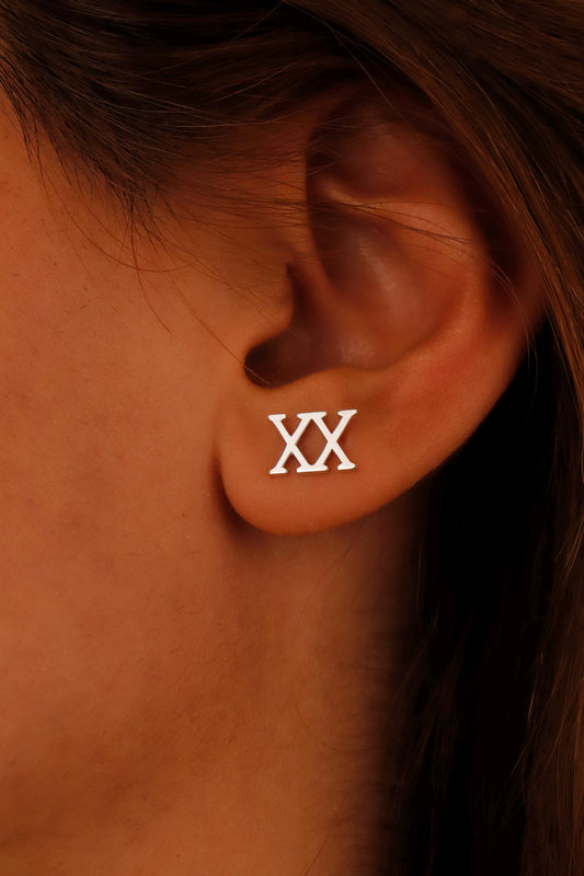 Sterling Silver Roman Numeral Earrings: Personalized Number Studs