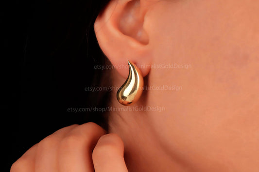 Chunky Teardrop Earrings, Waterdrop Earrings, Water Drop Earrings,  925 Sterling Silver Gift for Her
