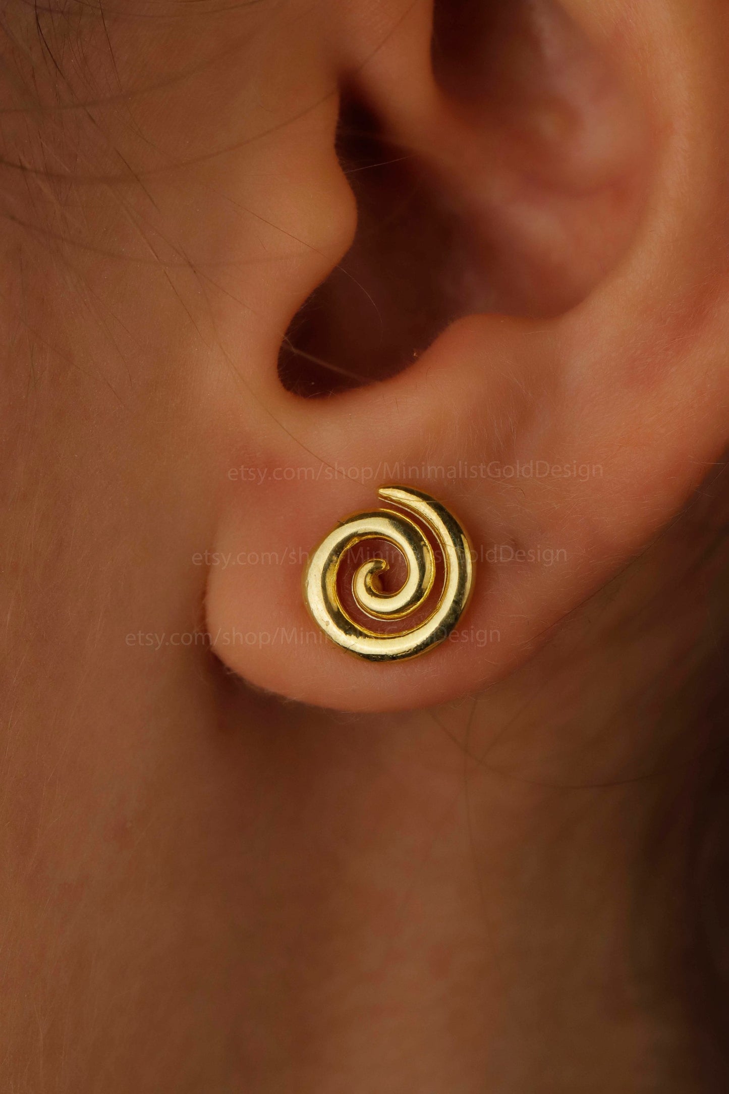 Handmade Swirl Earrings, Tiny Spiral Stud Earrings, Minimalist Earrings by MinimalistGoldDesign, 925 Sterling Silver Simple Spiral Jewelry