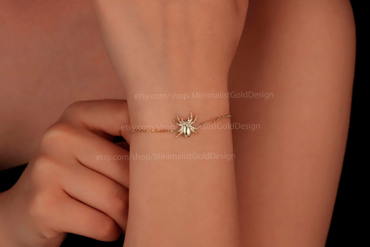 Realistic Spider Bracelet in 14K Gold and Silver • Creepy Jewelry • Gothic Style • 3D Spider Bracelet • Bug Bracelet • Spooky Season
