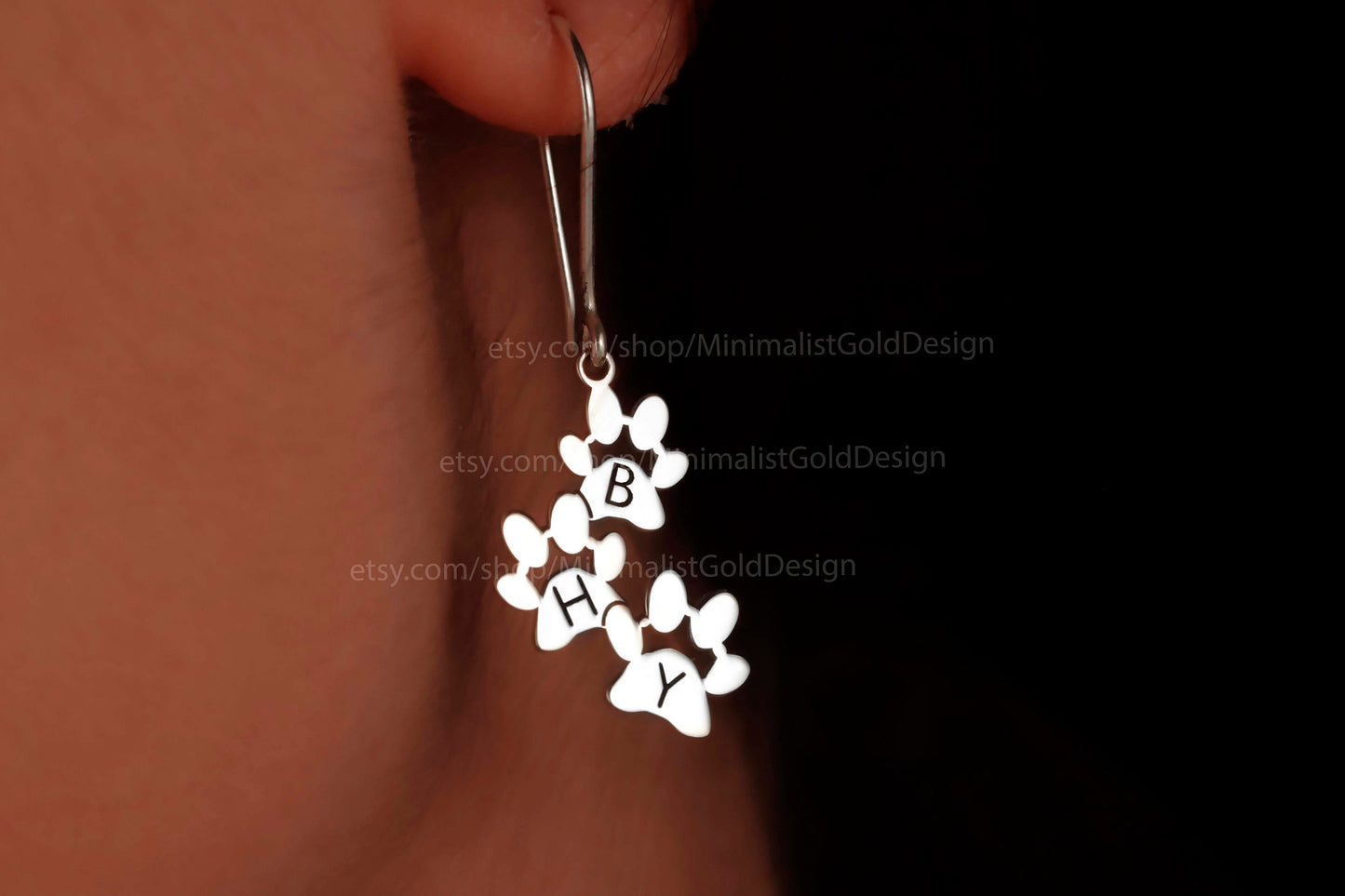 Pawfect Gifts Personalized Engraved Paw Print Earrings - Heartfelt Keepsake for Animal Lovers