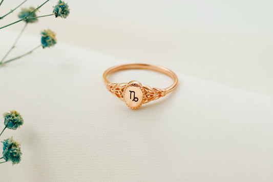 Celestial Charm Zodiac Ring - Engraved 925 Sterling Silver Horoscope Jewelry