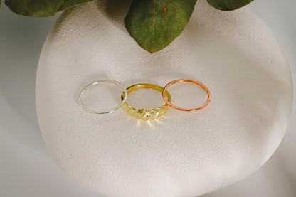 Croissant Ring with 2 Band Rings, Set of 3 Rings, Twisted Dome Statement Ring, Bold Croissant Ring, Eternate ring - silvergoldandrose