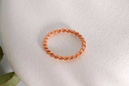 Pave Diamond Twist Rings, Diamond Ring Set of 2, Rose Gold Double Twist Ring, Rope Ring, Stackable Ring Set - silvergoldandrose