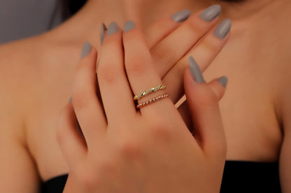 Pave Diamond Twist Rings, Diamond Ring Set of 2, Rose Gold Double Twist Ring, Rope Ring, Stackable Ring Set - silvergoldandrose