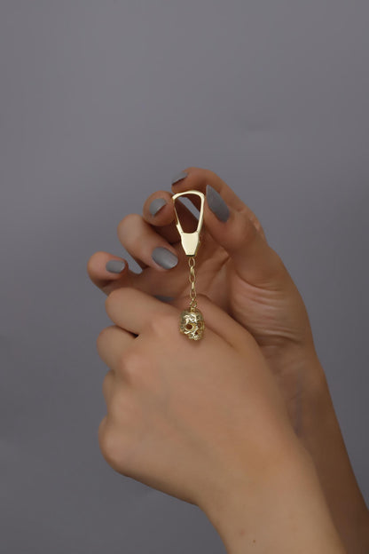 Unique Skull Keychain in 925 Sterling Silver