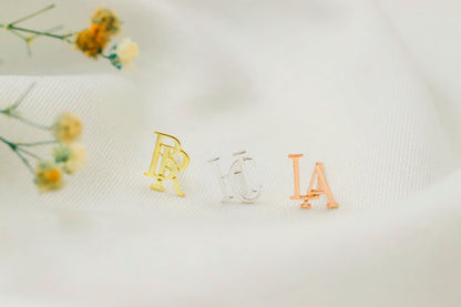 Silver and Co. Intertwined Initial Stud Earrings - Personalized Monogram Jewelry for a Unique Touch