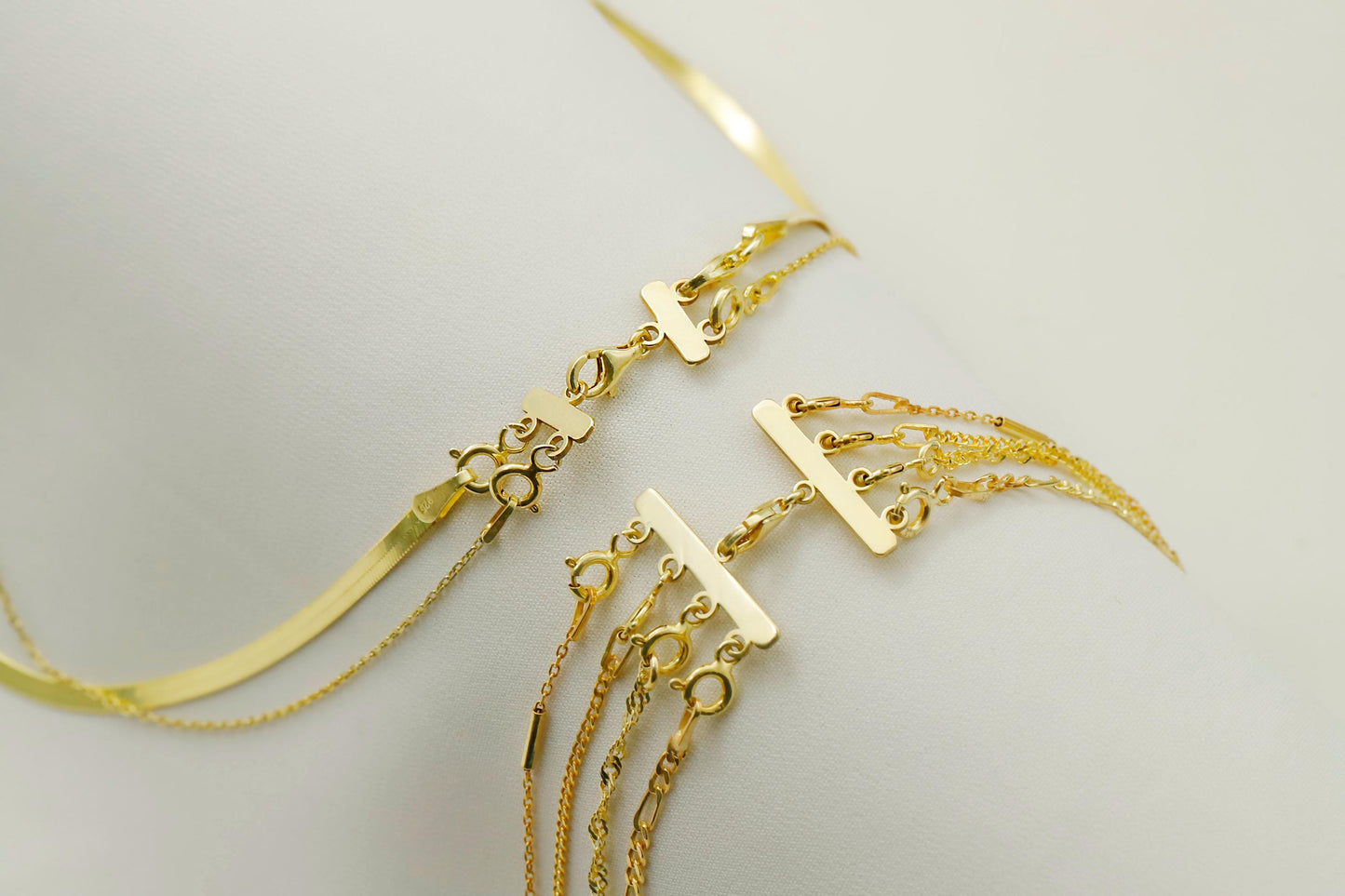 Elysian Elegance Layered Necklace - Stunning Sterling Silver with Gold & Rose Gold Detangler Clasp
