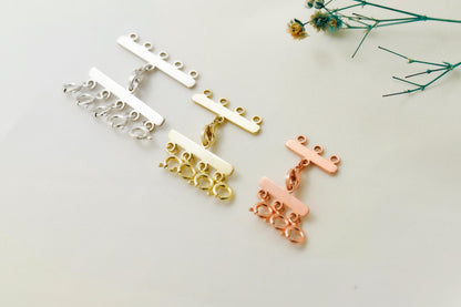 Elysian Elegance Layered Necklace - Stunning Sterling Silver with Gold & Rose Gold Detangler Clasp