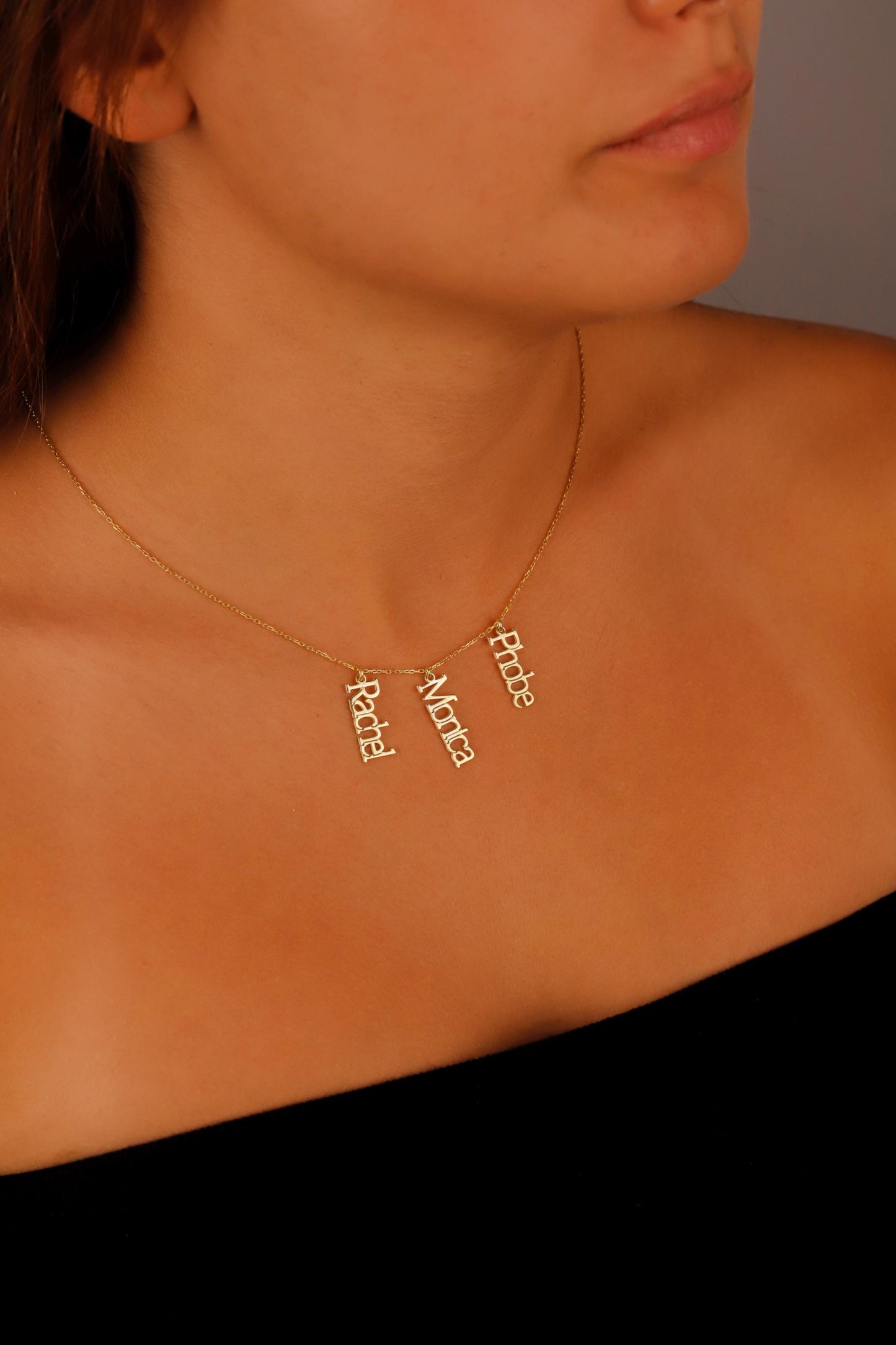 Interlocking Letters Name Necklace Silver, Unique Design Name Necklace, Multi Name Necklace Gifts in Gold, Customized Dangle Name Necklace