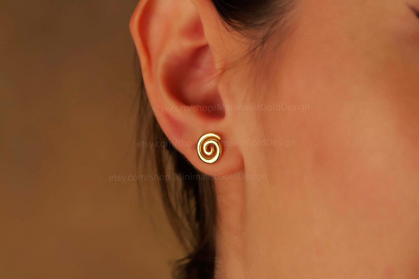 Handmade Swirl Earrings, Tiny Spiral Stud Earrings, Minimalist Earrings by MinimalistGoldDesign, 925 Sterling Silver Simple Spiral Jewelry