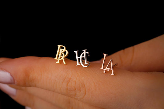 Silver and Co. Intertwined Initial Stud Earrings - Personalized Monogram Jewelry for a Unique Touch