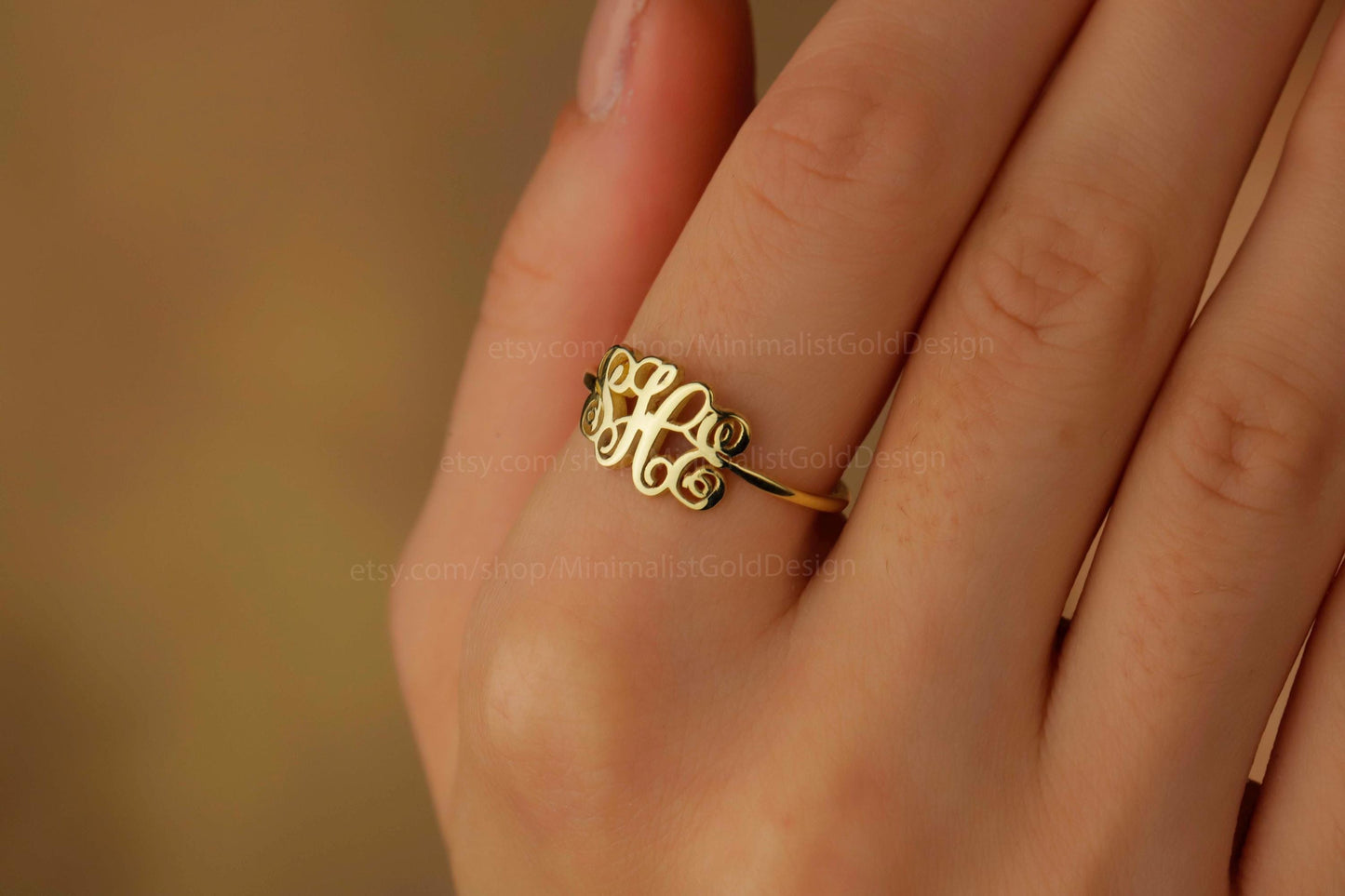 ElegantGem Monogram Letter Ring - Customizable 18K Gold Filled Jewelry, Perfect Gift for Moms & Special Women