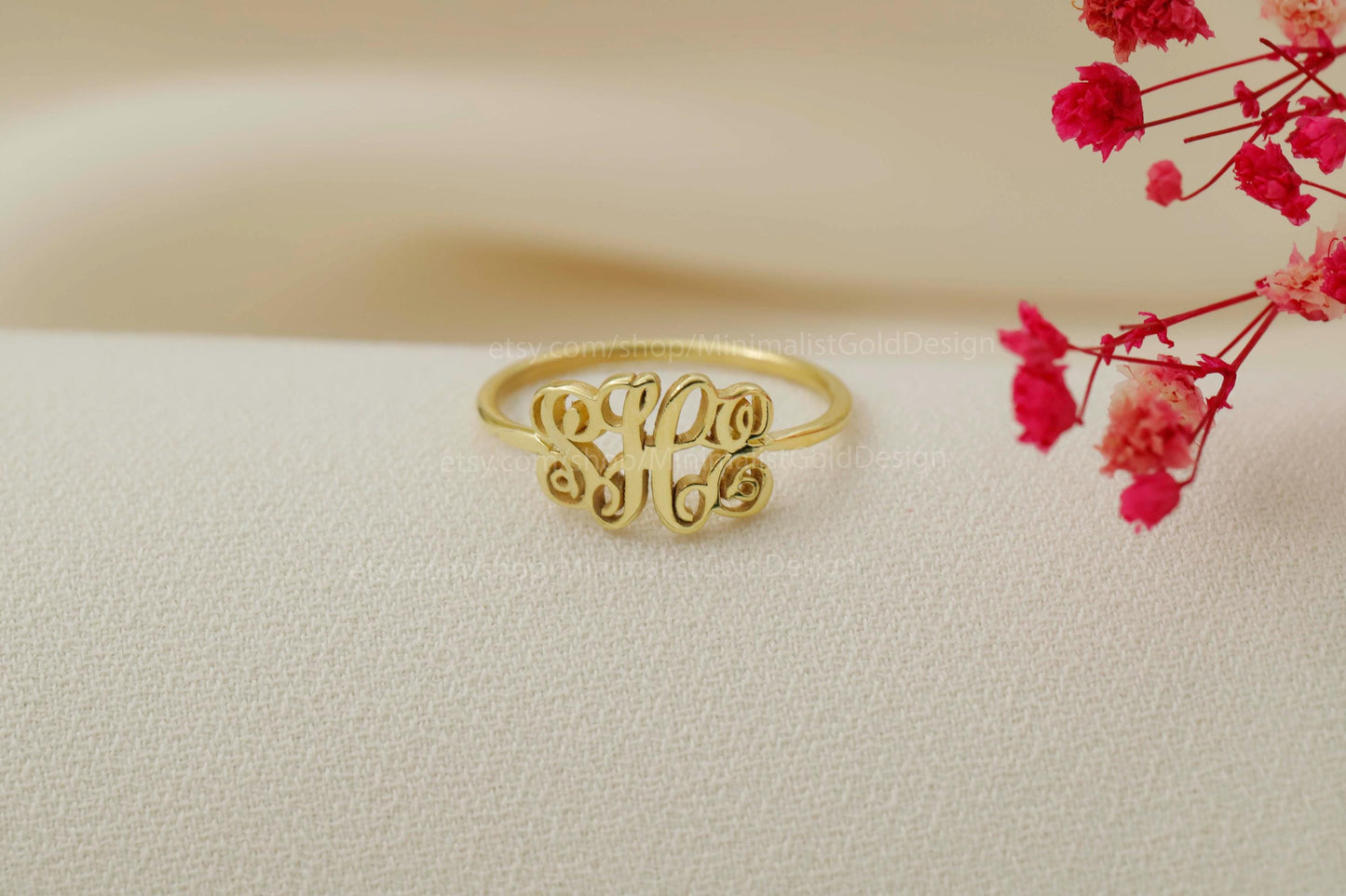 ElegantGem Monogram Letter Ring - Customizable 18K Gold Filled Jewelry, Perfect Gift for Moms & Special Women