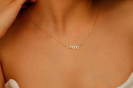 14K Gold Asymmetrical Design Name Necklacess, Personalized Design Name Jewelry, Perfect Unique Special in Sterling Silver - silvergoldandrose