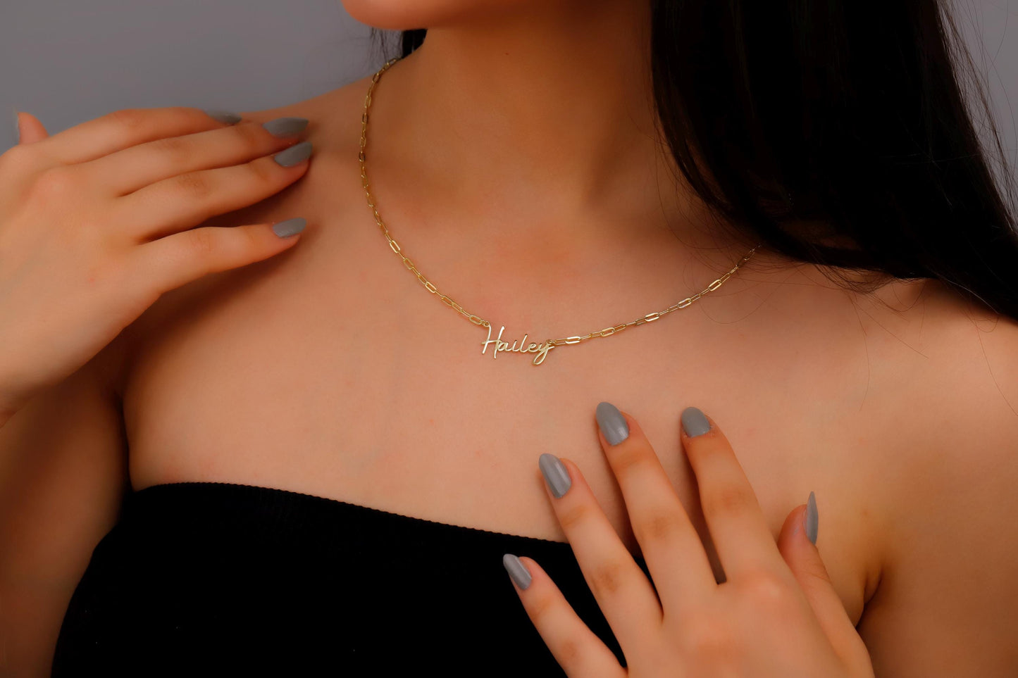Gold & Silver Personalized Name Necklace | Dainty Stacking & Layered Design with Link Chain