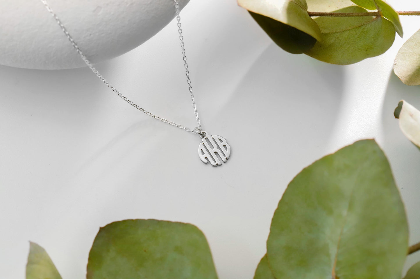 Sterling Silver Monogram Necklace: Dainty Initial Letter Jewelry