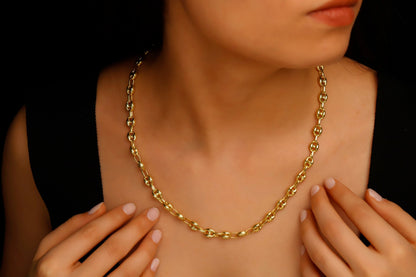 Puffed Mariner Chain Necklace by SilverGoldandRose - Stunning Sterling Silver Anchor Link Design