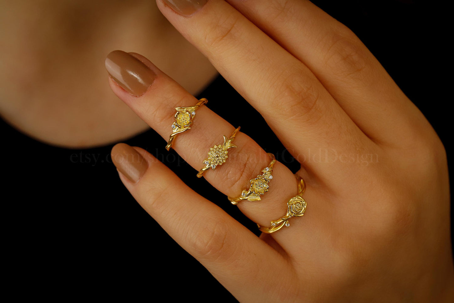 Bloom & Adore Custom Birth Flower Ring | Dainty 925 Sterling Silver | Unique Statement Gift for Her