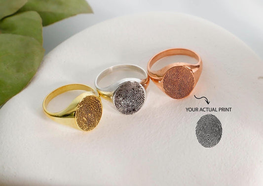 Sterling Silver Fingerprint Ring, Custom Memorial Jewelry
