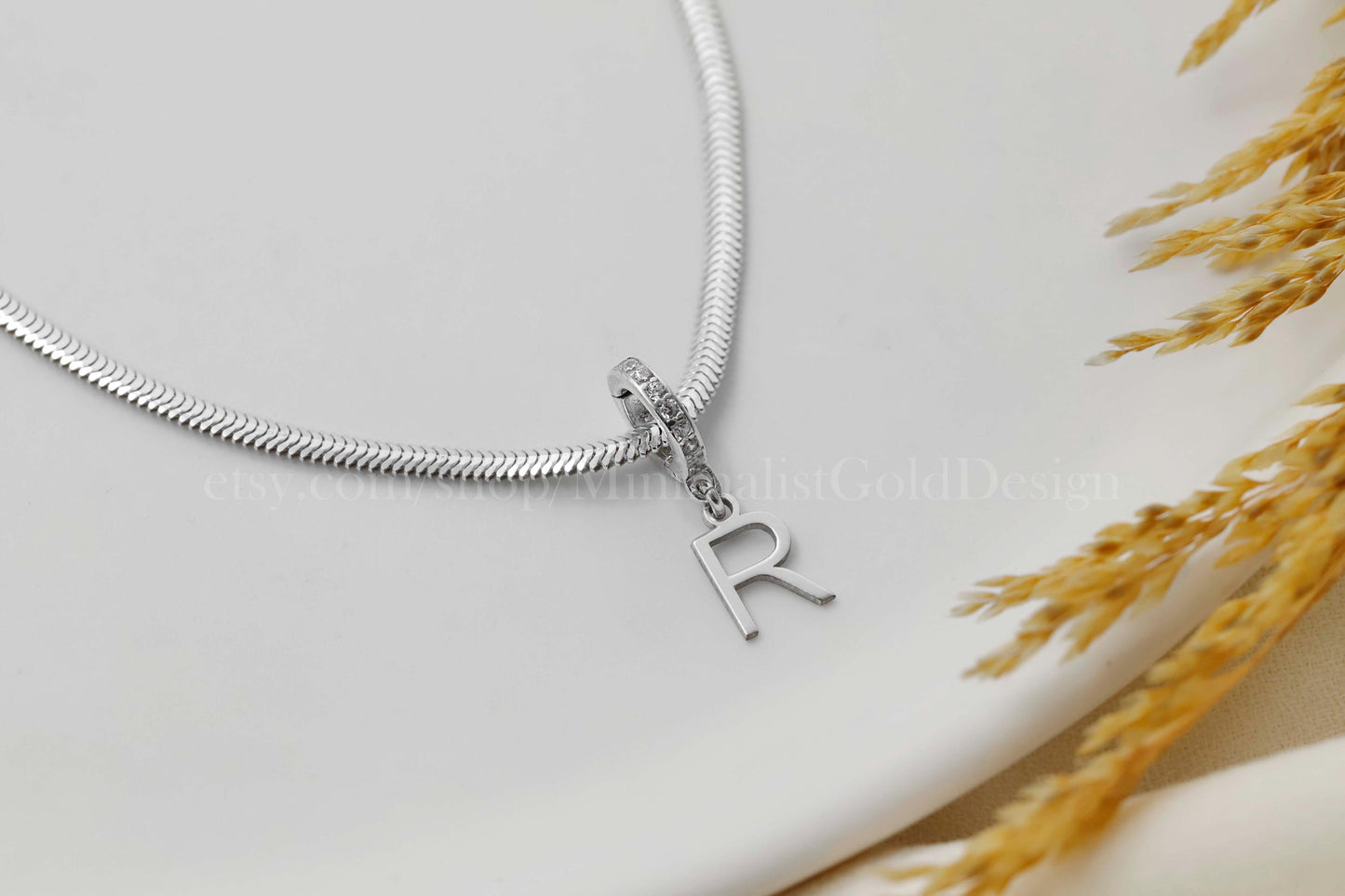 Italian Snake Chain with Initial • A-Z Initial Pendant Jewelry • Flat Snake Chain • Letter Necklace • Dainty Jewelry