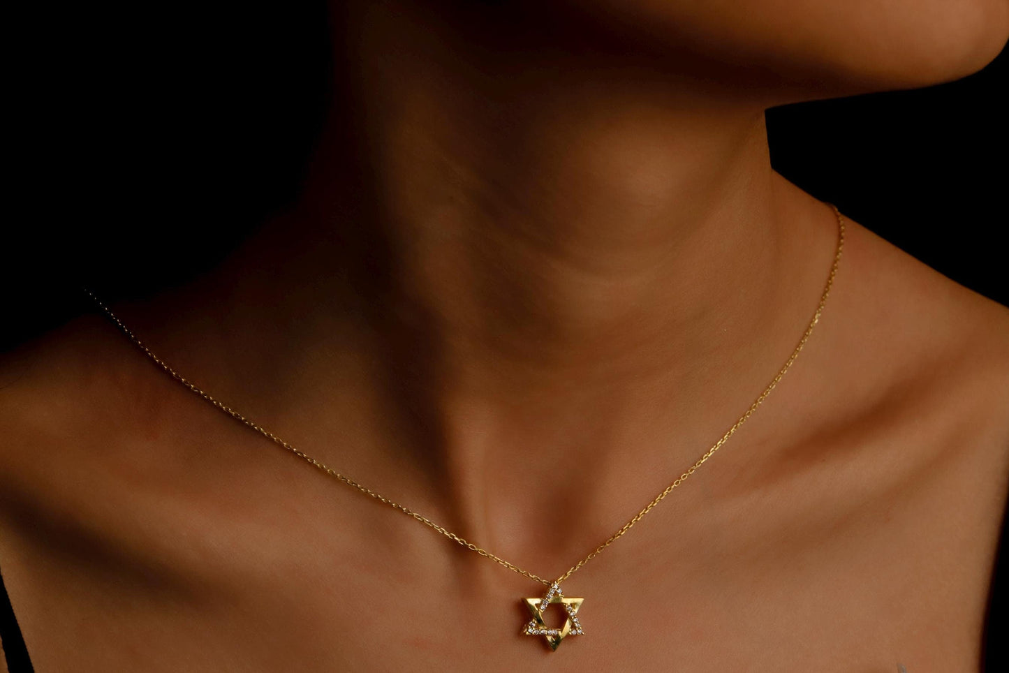 Diamond Star Of David Necklace, 14K Gold Filled Magen David Pendant, Jewish Star Necklace, Pave David Star, Hanukkah Gift, Bat Mitzvah Gift