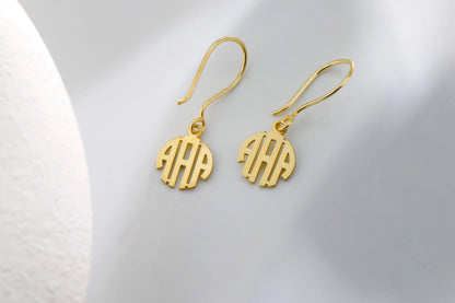 Dainty Monogram Earrings: 925 Sterling Silver Initial Dangle Earrings