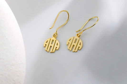 Dainty Monogram Earrings: 925 Sterling Silver Initial Dangle Earrings