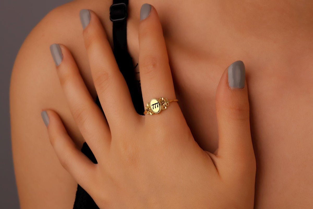Sterling Silver Angel Number Signet Ring: Gothic Personalized Jewelry