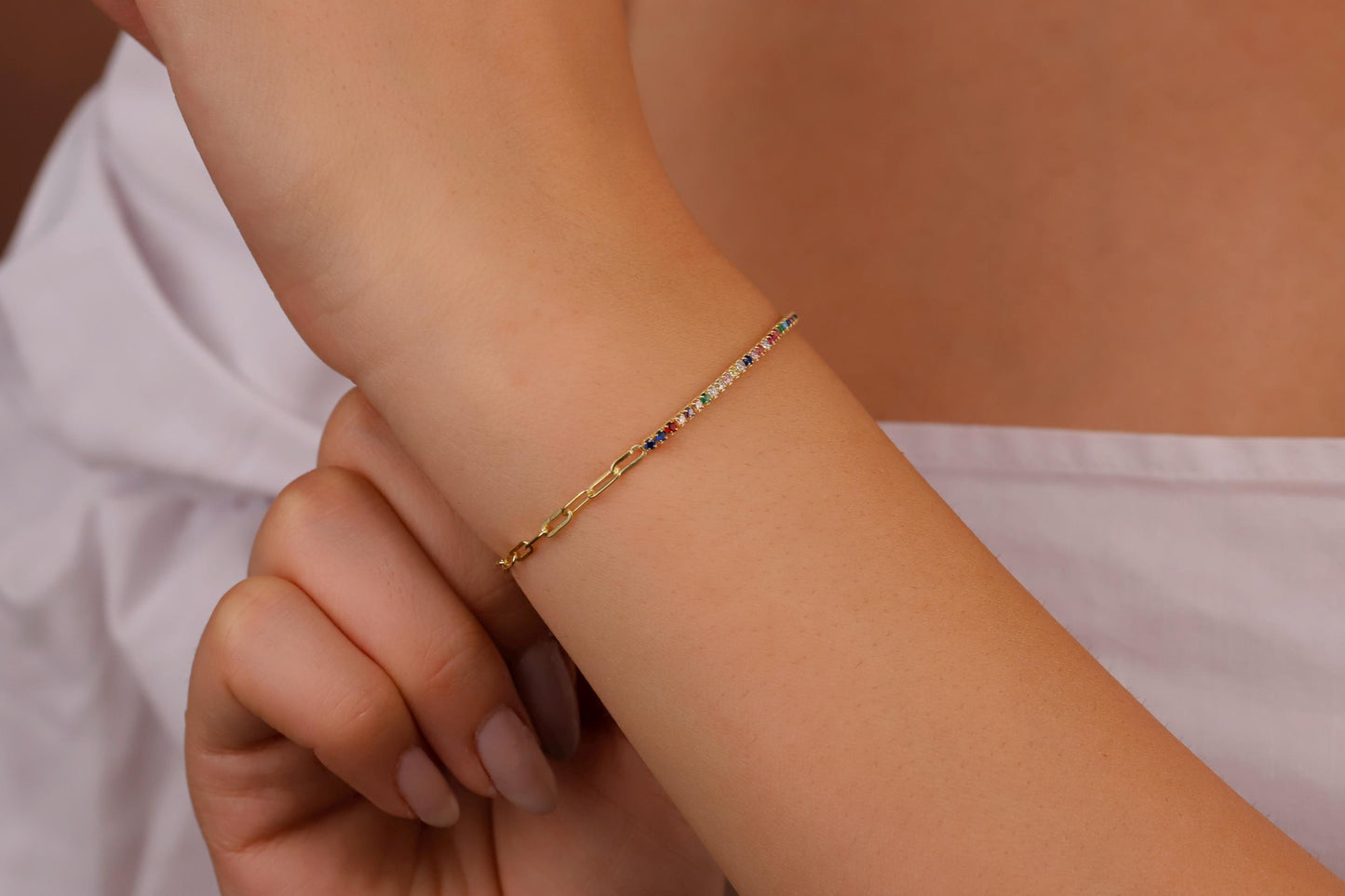 Radiant Luxe Colorful Tennis Bracelet - Dazzling Gemstones & Sparkling Design