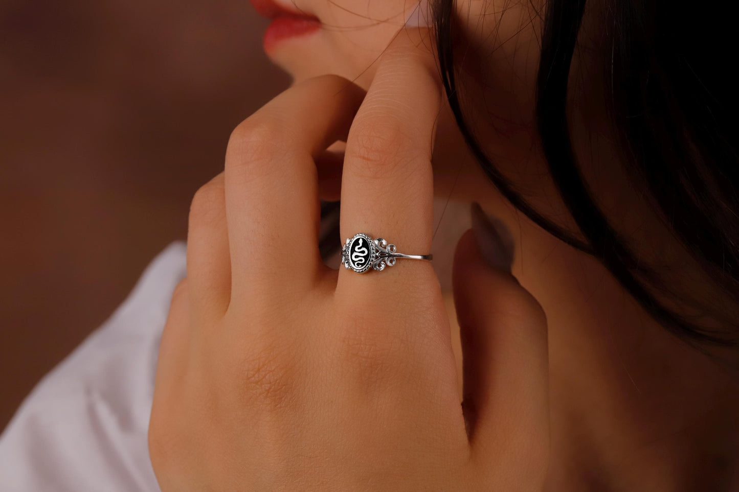 Pinky Snake Signet Ring