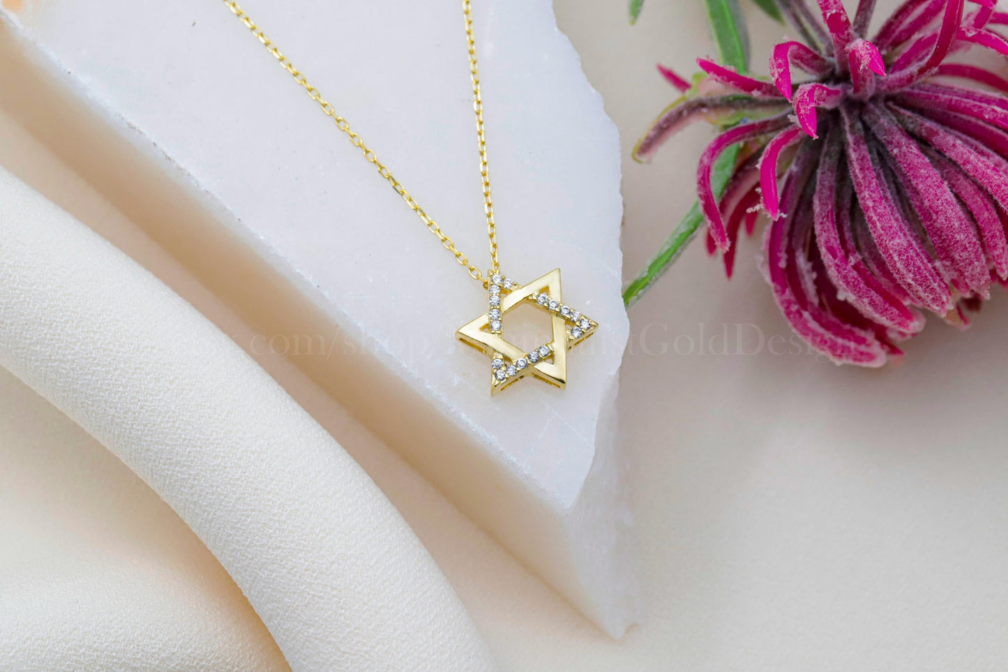 Diamond Star Of David Necklace, 14K Gold Filled Magen David Pendant, Jewish Star Necklace, Pave David Star, Hanukkah Gift, Bat Mitzvah Gift