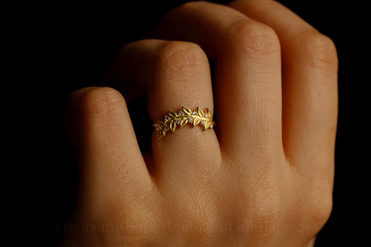 Olive Luxe Olive Leaf Ring - 18K Gold Filled with Sparkling Pave CZ - Perfect Gift for Her on Mother's Day & Valentine's Day