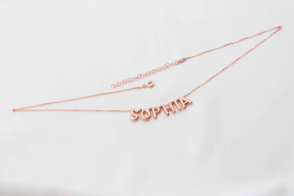 Sterling Silver Balloon Letter Necklace: Personalized 3D Beaded Jewelry