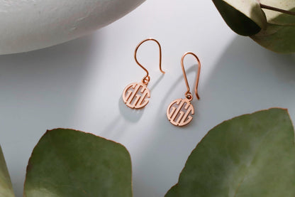 Dainty Monogram Earrings: 925 Sterling Silver Initial Dangle Earrings