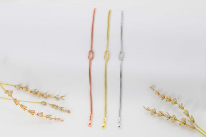14K Gold Love Knot Necklace: Handmade Sterling Silver Chain