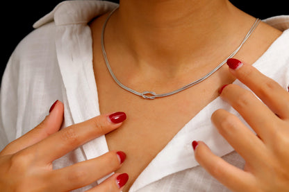 14K Gold Love Knot Necklace: Handmade Sterling Silver Chain